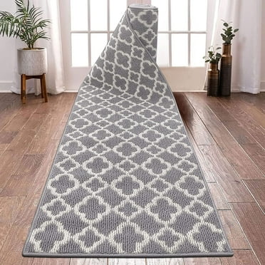 Yamaziot 2'x10' Runners Rug for Long Hallways, Runners Rugs for Floor Mat, Non Slip Washable Gray Runner Rug Carpet