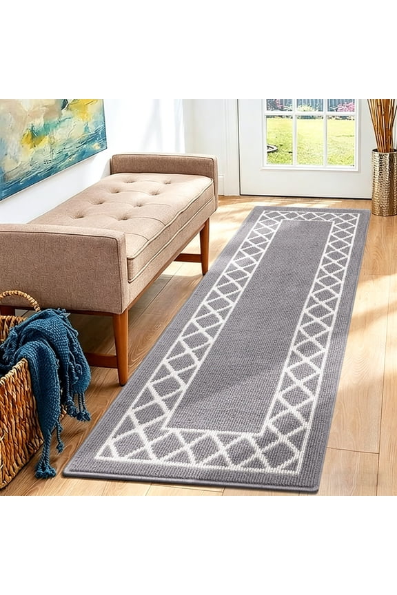 2'x6' Hallway Runner Rug Washable Kitchen Floor Runners for Hallway Non Skid Entryway Runner Mat Low Profile Inside Doormat Door Rugs for Hallway Laundry Room, Gray