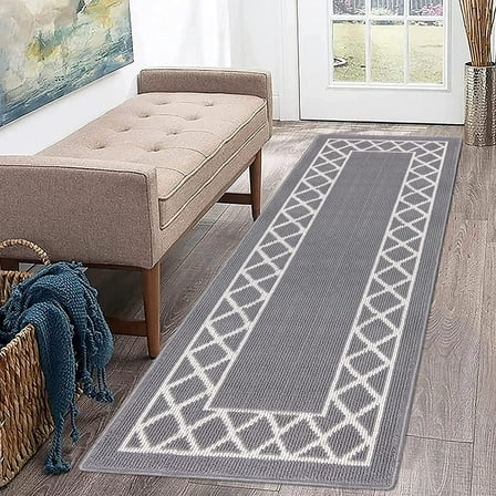 Yamaziot 2'x6' Hallway Runner Rug Washable Kitchen Floor Runners for Hallway Non Skid Entryway Runner Mat Low Profile Inside Doormat Door Rugs for Hallway Laundry Room, Gray