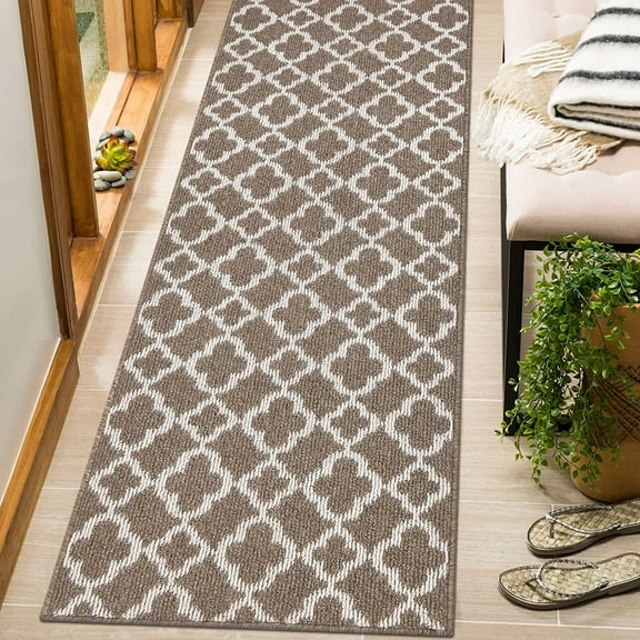 Yamaziot 2'x6' Runner Rug Long Farmhouse Kitchen Laundry Room Rug, Non Slip Washable Hallway Runner Rug Area Rug, Brown
