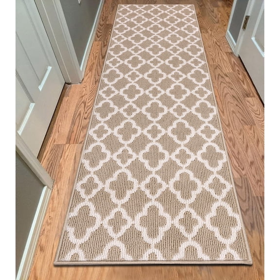 Yamaziot 2'x6' Runner Rugs for Hallway Floor, Farmhouse Kitchen Rug, Non Slip Washable Carpet Runners for Long Hallways, Laundry Room Mat, Beige