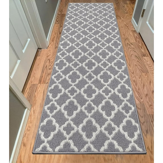 Yamaziot 2'x6' Runner Rugs for Hallway Floor, Farmhouse Kitchen Rug, Non Slip Washable Carpet Runners for Long Hallways, Laundry Room Mat, Gray