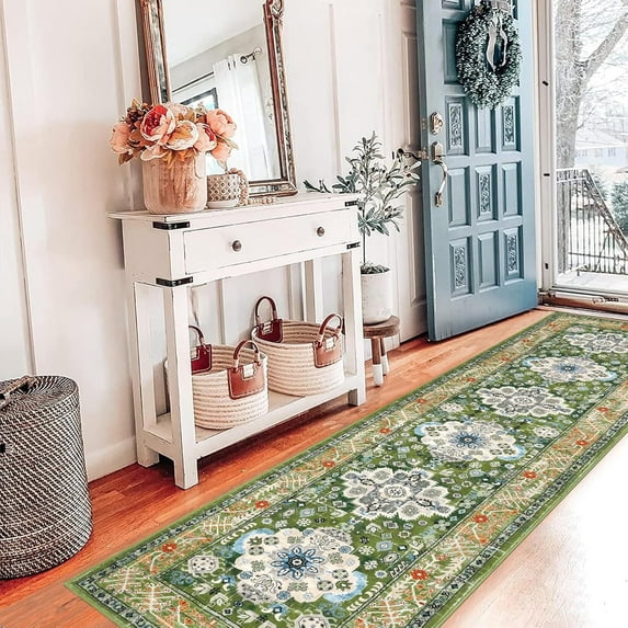 Yamaziot 2'x8' Boho Runner Rug for Hallway, Long Laundry Room Rug, Farmhouse Kitchen Rug, Non-Shedding Mat for Bedroom, Living Room, Dining Room