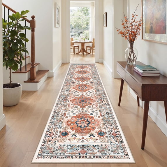 Yamaziot 2'x8' Boho Runner Rug for Hallway, Long Laundry Runner Rug, Farmhouse Kitchen Rug, Non-Shedding Mat for Bedroom, Entryway
