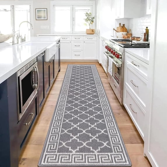 Yamaziot 2'x8' Hallway Runner Rug Washable Kitchen Floor Runners for Hallway Non Skid Entryway Runner Mat Low Profile Inside Doormat Door Rugs for Hallway Laundry Room Gray