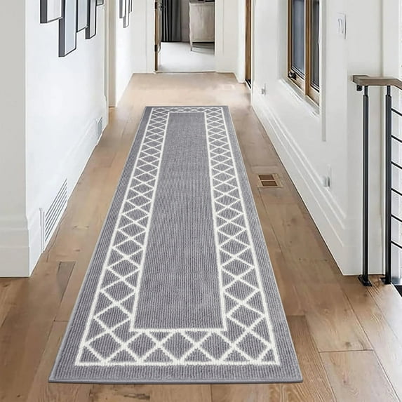 Yamaziot 2'x8' Hallway Runner Rug Washable Kitchen Floor Runners for Hallway Non Skid Entryway Runner Mat Low Profile Inside Doormat Door Rugs for Hallway Laundry Room Gray
