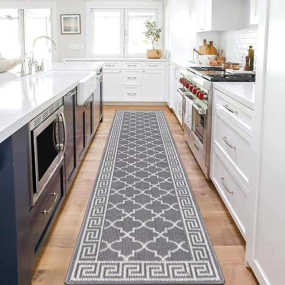 Yamaziot 2'x8' Hallway Runner Rug Washable Kitchen Floor Runners for Hallway Non Skid Entryway Runner Mat Low Profile Inside Doormat Door Rugs for Hallway Laundry Room Gray