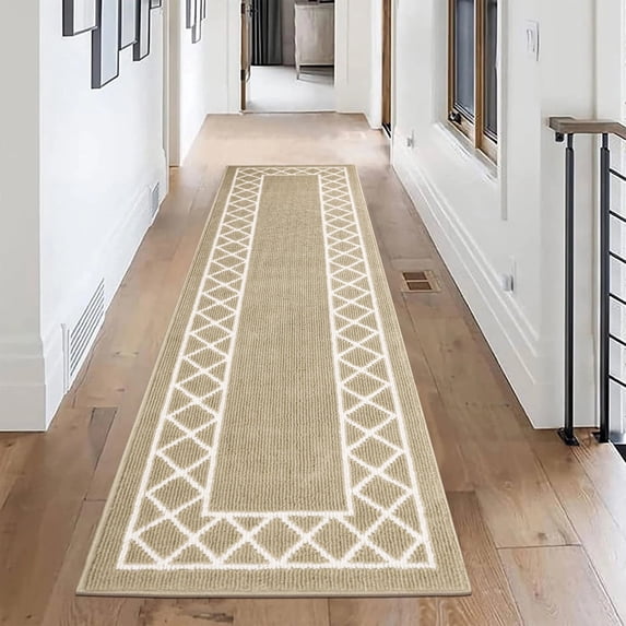 Yamaziot 2'x8' Runner Rug, Washable Kitchen Floor Runners Rugs for Hallway, Non Slip Entryway Mat Low Profile Inside Front Doormat, Laundry Room Rug, Beige