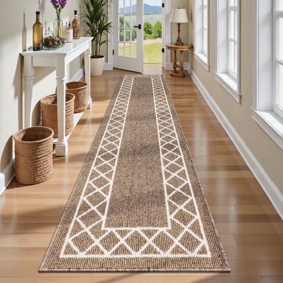 Yamaziot 2'x10' Runner Rug, Washable Kitchen Runners Rugs for Hallway, Non Slip Indoor Entryway Mat Low Profile Floor Doormat, Laundry Room Rug