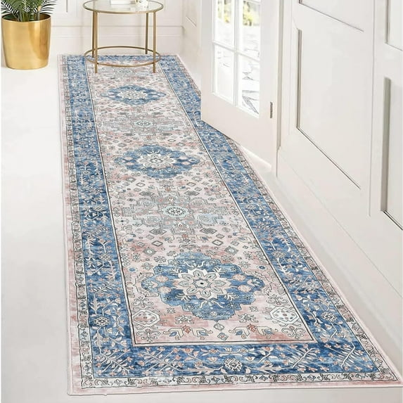 Yamaziot 2'x8' Runner Rug for Hallway, Distressed Vintage Laundry Room Rug, Kitchen Mat, Non-Shedding Carpet for Bedroom, Living Room, Dining Room