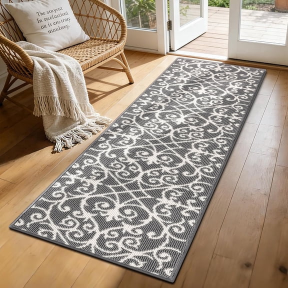 Yamaziot 20"x59" Hallway Runner Rug Indoor Door Mat Low Profile Doormat Kitchen Rug Runner Farmhouse Laundry Rug Non Slip Absorbent Resist Dirt Entrance Rug Floor Mat, Gray