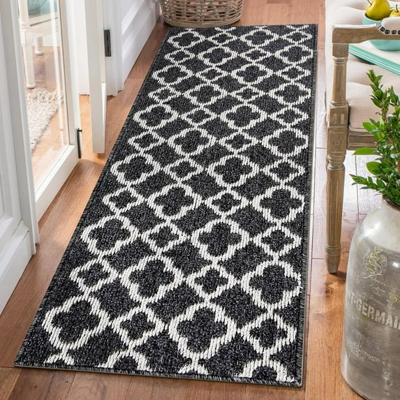 Yamaziot 20"x59" Runner Rug for Hallway Non Slip Carpet Washable Heavy Duty Kitchen Rugs Door Mat Dirt Trapper Mat, Black