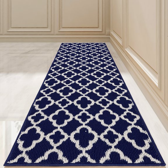 Yamaziot 20"x59" Runner Rug for Hallway Non Slip Carpet Washable Kitchen Rugs for Floor, Doormat Dirt Trapper Welcome Mat, Dark Blue