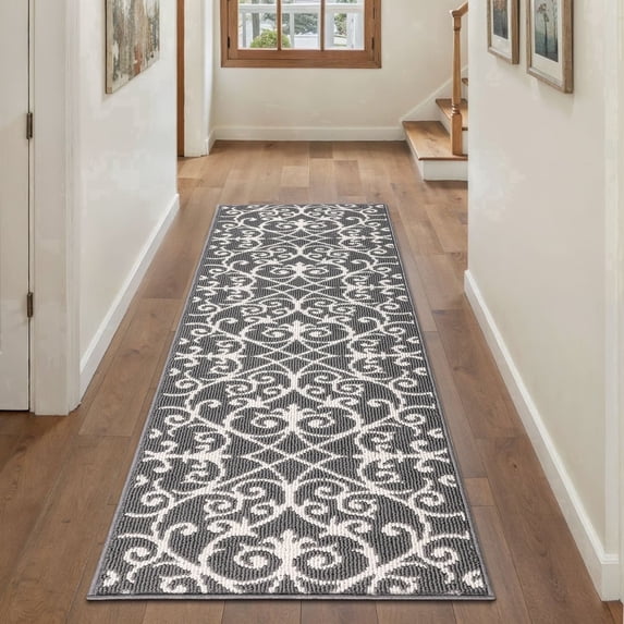 Yamaziot 2Pack 2'x6' Runner Rug for Hallway, Runners Rugs for Floor Mat, Non Slip Washable Gray Carpet for Kitchen Laundry