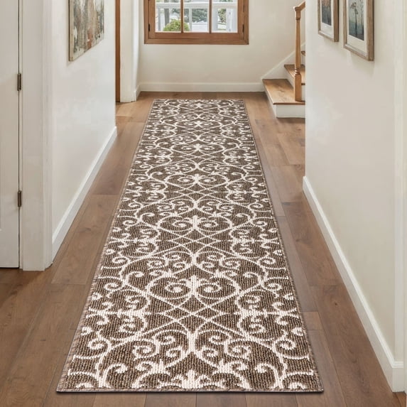 Yamaziot 2Pack 2'x8' Runner Rug for Hallway, Runners Rugs for Floor Mat, Non Slip Washable Brown Carpet for Kitchen Laundry