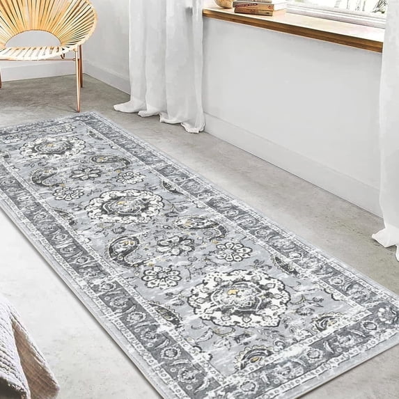 Yamaziot 2x6 ft Runner Rug for Hallway, Laundry Paisley Runner Rug, Farmhouse Kitchen Floor Mat, Non Shedding Washable Rug for Bedroom, Living Room, Dining Room