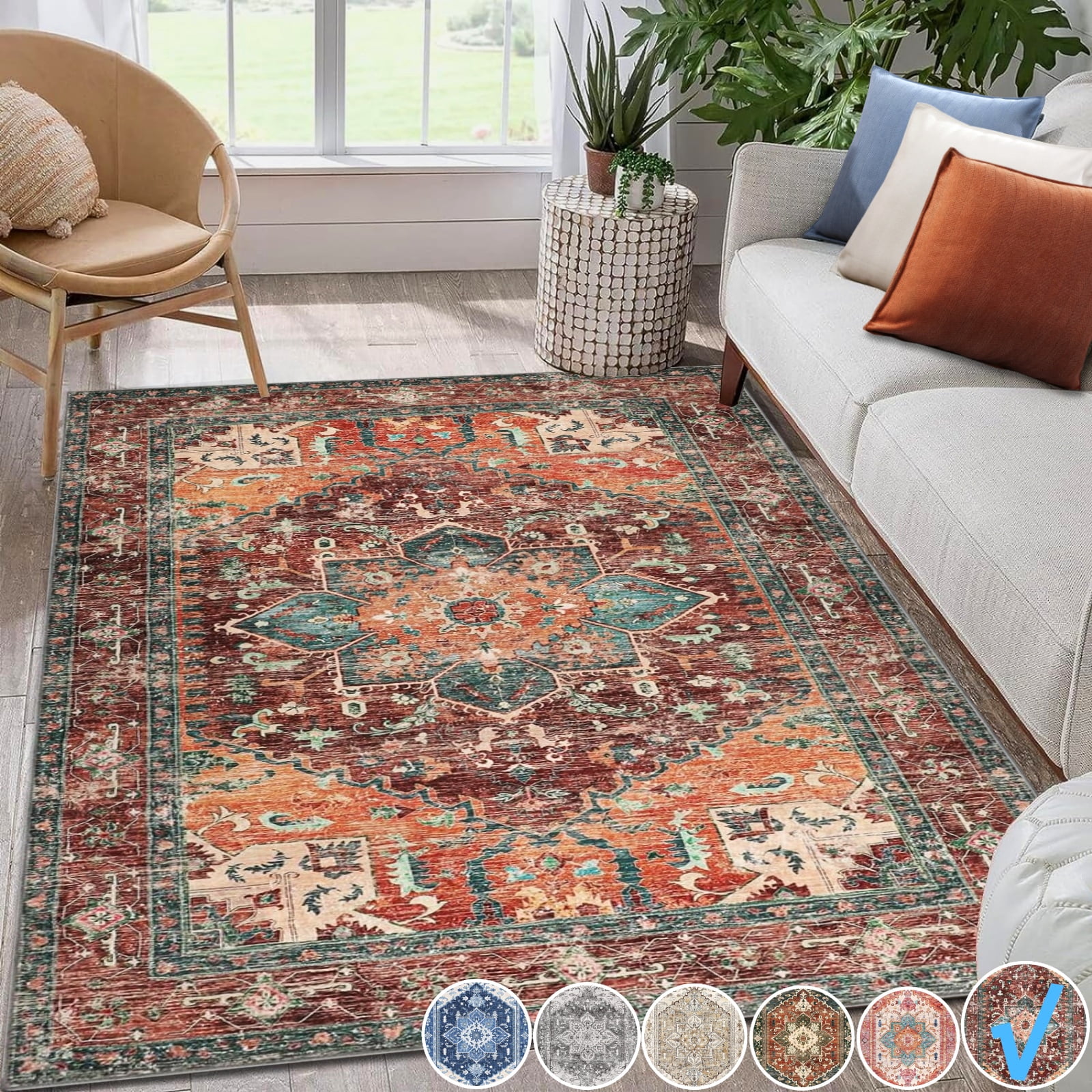 Yamaziot Washable 3x5 Inch Area Rug for Living Room with Vintage Boho ...