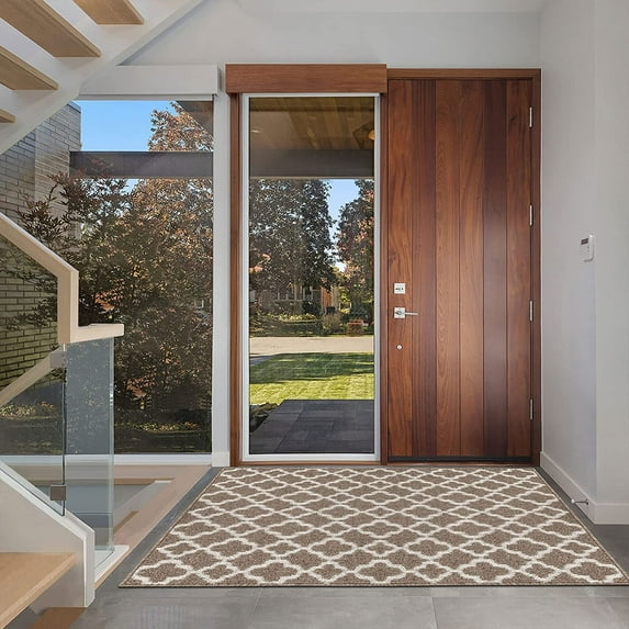 Yamaziot 32"x48" Oversize Doormat Rug, Farmhouse Kitchen Laundry Room Runner Rug, Non Slip Washable Living Room Area Rug Welcome Mat, Brown