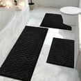 thumbnail image 1 of Yamaziot 3pcs Bathroom Rugs Set with U-Shaped Mat, Non Slip, Quick Drying, Ultra Soft and Water Absorbent Bath Rug Carpet Machine Washable Rug, Black, 1 of 8