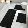 thumbnail image 1 of Yamaziot 3pcs Bathroom Rugs Set with U-Shaped Mat, Non Slip, Quick Drying, Ultra Soft and Water Absorbent Bath Rug Carpet Machine Washable Rug, Black, 1 of 7