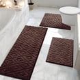 thumbnail image 1 of Yamaziot 3pcs Bathroom Rugs Set with U-Shaped Mat, Non Slip, Quick Drying, Ultra Soft and Water Absorbent Bath Rug Carpet Machine Washable Rug, Brown, 1 of 8