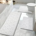 thumbnail image 1 of Yamaziot 3pcs Bathroom Rugs Set with U-Shaped Mat, Non Slip, Quick Drying, Ultra Soft and Water Absorbent Bath Rug Carpet Machine Washable Rug, White, 1 of 8