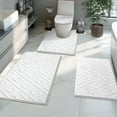 thumbnail image 1 of Yamaziot 4pcs Bathroom Rugs Set with U-Shaped Mat, Non Slip, Quick Drying, Ultra Soft and Water Absorbent Bath Rug Carpet Machine Washable Rug, White, 1 of 8