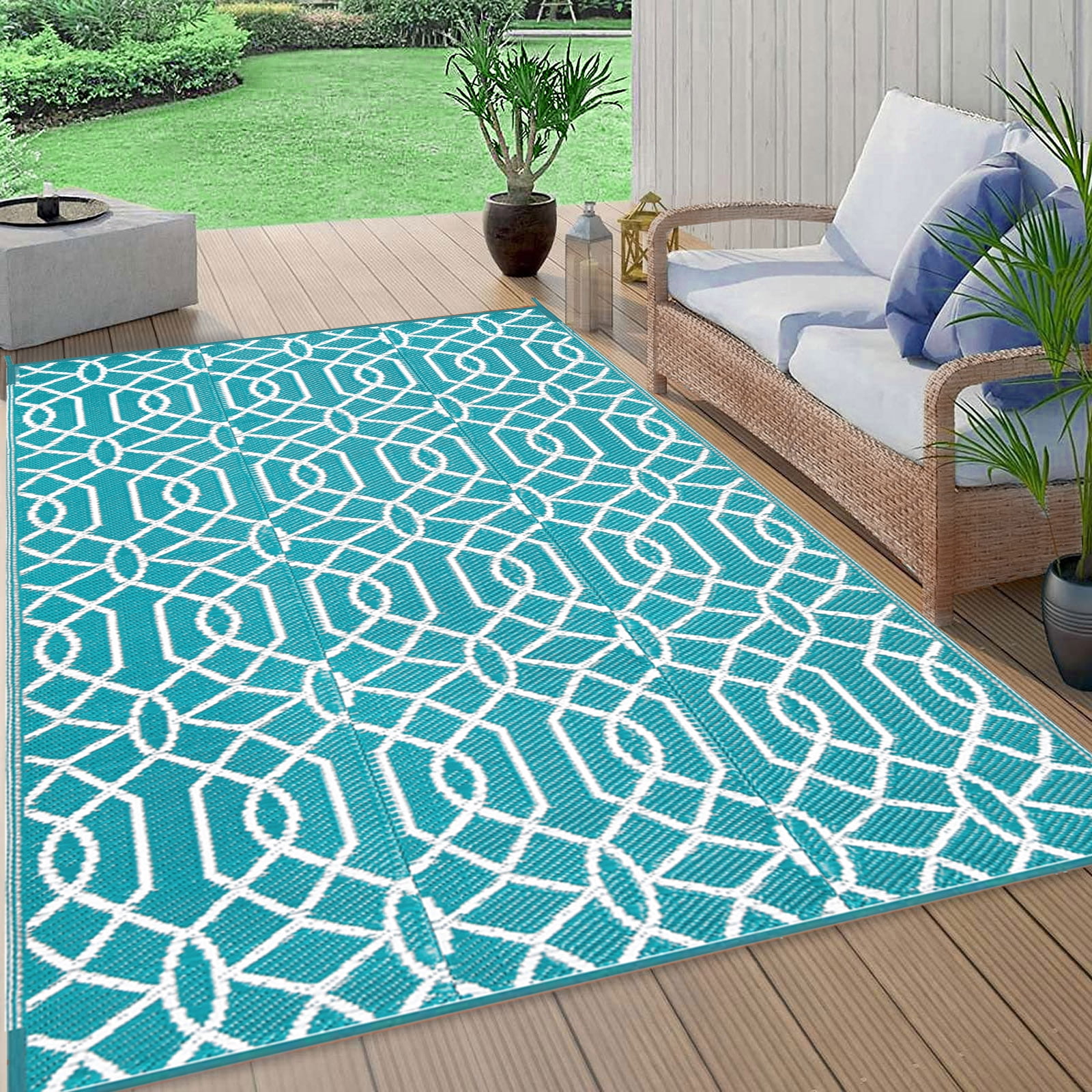 Yamaziot 6'x9' Outdoor Rugs Patio Rug Reversible Mats RV Outdoor Rugs