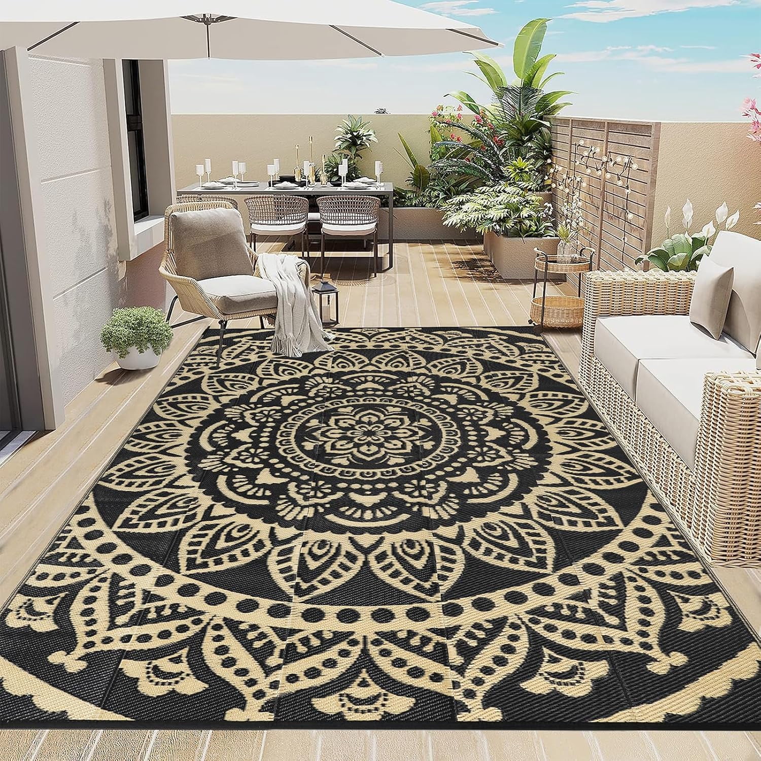 Yamaziot 6'x9' Outdoor Rugs Patio Rug Reversible Mats Waterproof RV ...