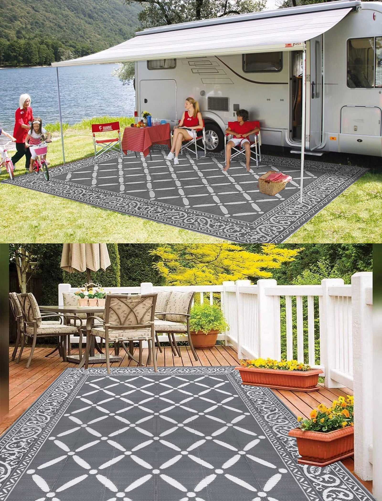Yamaziot 6'x9' Patio Outdoor Rugs, Reversible Outdoor Mats, Plastic