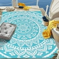 thumbnail image 1 of Yamaziot 8'x10' Outdoor Rugs Patio Rug Reversible Mats Waterproof RV Rug Plastic Straw Outdoor Area Rug for Patios, Camping, Porch, Balcony, Beach, Teal, 1 of 8