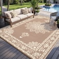 thumbnail image 1 of Yamaziot 8'x10' Outdoor Rugs Patio Rug Reversible Mats, RV Rug, Waterproof Camping Rug Plastic Straw Outdoor Rug for Patio, Porch, Balcony, Beach, Deck, Backyard, Garden, Beige, 1 of 9
