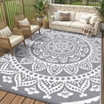 thumbnail image 1 of Outdoor Rugs 8'x10', Yamaziot Patio Rug Reversible Plastic Waterproof RV Mats, Foldable Outdoor Area Rug for Patios, Camping, Porch, Balcony, Beach, Deck, Gray, 1 of 7