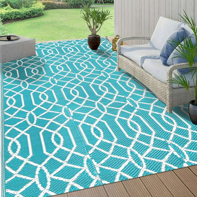 Yamaziot 9'x12' Outdoor Rugs Patio Rug Reversible Mats RV Outdoor Rugs