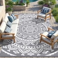 thumbnail image 1 of 9'x12' Outdoor Rugs, Yamaziot Large Patio Rug Reversible Mats Waterproof RV Rug Camping Rugs Plastic Rug Outdoor Area Rug for Patios, Porch, Balcony, Beach, Gray, 1 of 7