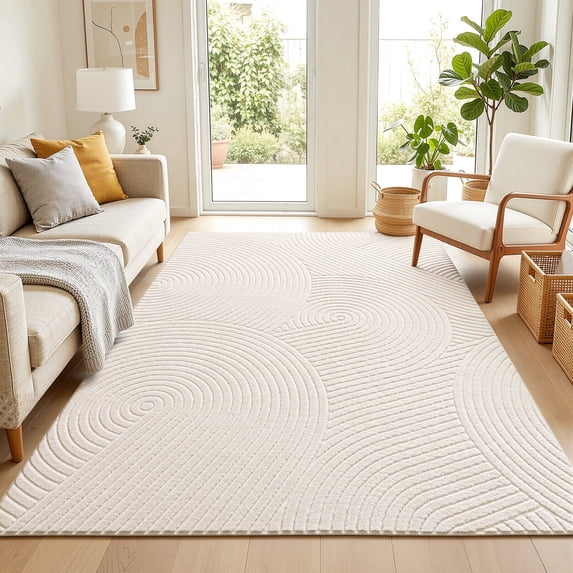 Area Rugs 5'x7', Yamaziot Washable Rug, Area Rug for Living Room Bedroom Dining Room, Non Slip Modern Accent Carpet, Solid Beige