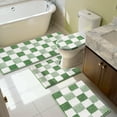 thumbnail image 1 of Bathroom Rugs, Yamaziot Checkered Green Bath Rugs Runner with Toilet Mat, Non Slip Water Absorbent Microfiber, 4 Count, 1 of 8