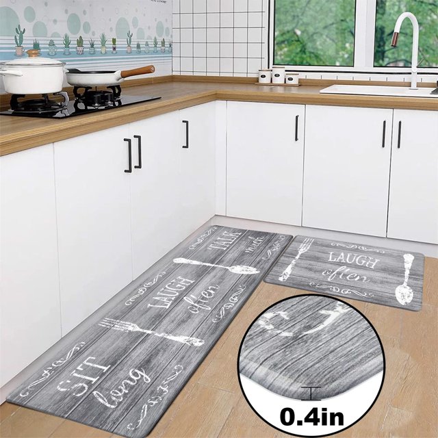 Yamaziot Kitchen Mat Set 2, Anti Fatigue Kitchen Runner Rugs and Mats, Non Slip Cushioned