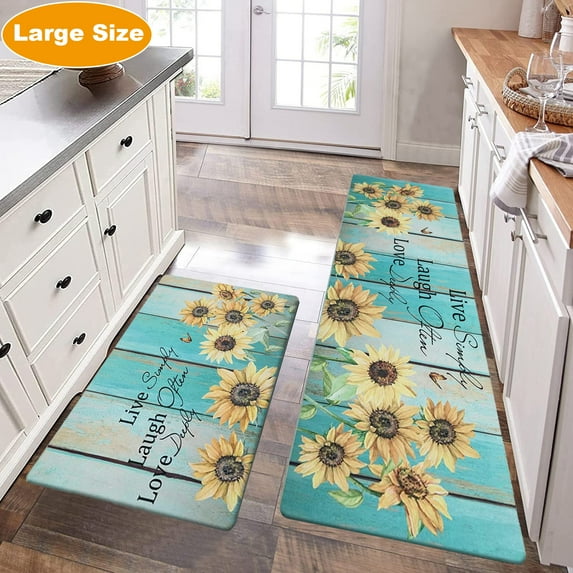 Yamaziot Kitchen Mats Set of 2 Non Slip Kitchen Rugs and Mats Kitchen Floor Mats Comfort Standing Mat 20''x32''+20''x60'', Teal