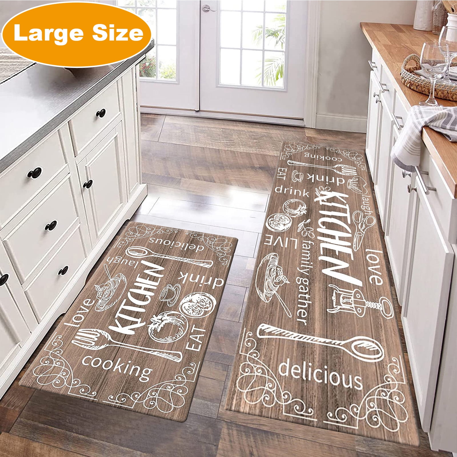 Yamaziot Kitchen Mats Set of 2 Non Slip Kitchen Rugs and Mats Kitchen