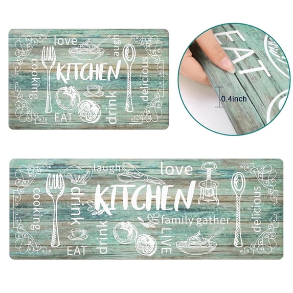 Yamaziot Kitchen Runner Rug, Anti Fatigue Kitchen Rugs and Mats Set, Comfort Non Slip Cushioned Standing Mat for Floor, Waterproof Indoor Rug for Sink, Laundry Room, 18"x48"+18"x30"
