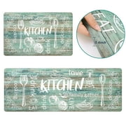 Yamaziot Kitchen Runner Rug Mat, Anti Fatigue Kitchen Rugs and Mats Set of 2, Comfort Non Slip Cushioned Standing Mat for Floor, Waterproof Indoor Rug for Sink, Laundry Room, 18"x48"+18"x30"