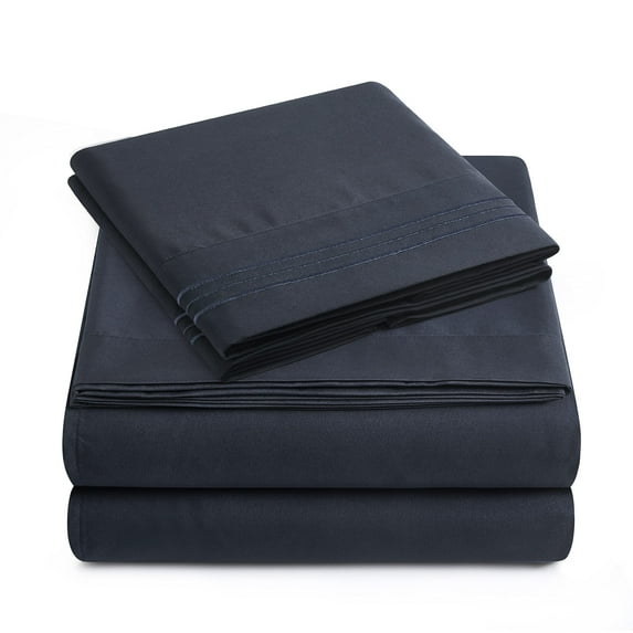 Yamel Home - Full Size Bed Sheet Set - Luxurious Feeling - 2000 Hypoallergenic - Breathable & Cooling Sheets- Deep Pockets fit up to 16'' - Wrinkle Free - Supreme Collection - Navy, Full