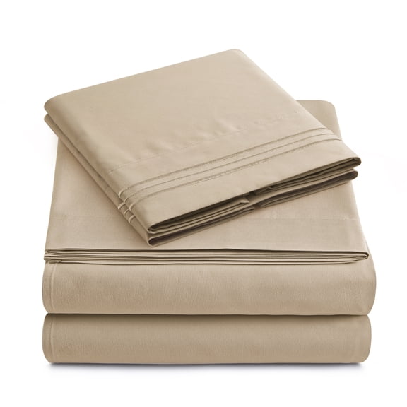 Yamel Home - Queen Size Bed Sheet Set- Luxurious Feeling 2000 - Deep Pockets up to 16'' Wrinkle Free - Taupe, Queen