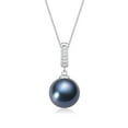 thumbnail image 1 of Yami 10-11mm Black Pearl Necklace 925 Sterling Silver 18+2in Cultured Pearl Jewelry Gift for Women, 1 of 8