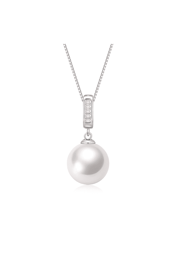 10-11mm Cultured White Pearl Necklace 925 Sterling Silver 18+2In Valentine's Day Jewelry Gift for Women