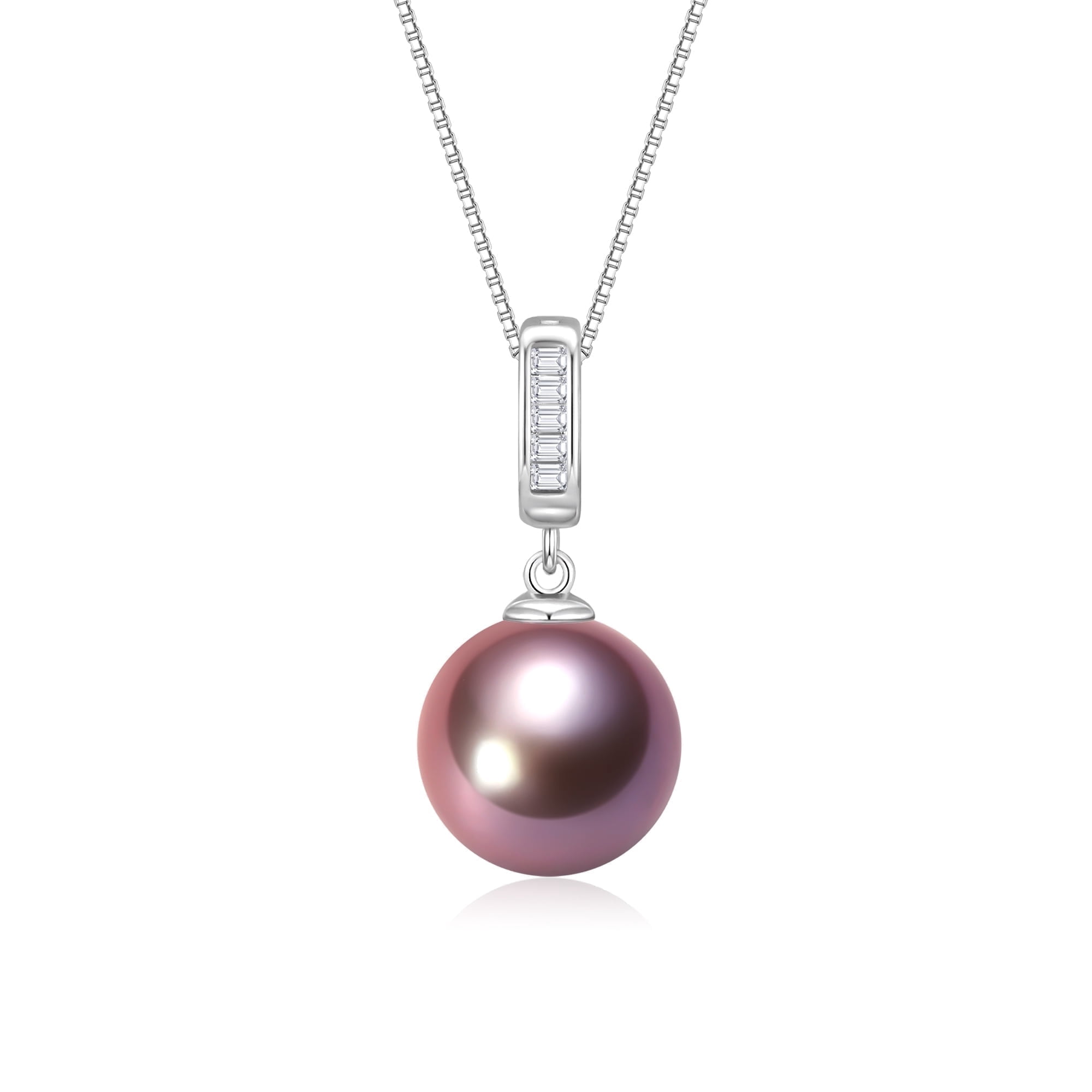 Yami 10-11mm Cultured  Pink Purple Pearl Necklace 925 Sterling Silver 18+2In Jewelry Gift for Women