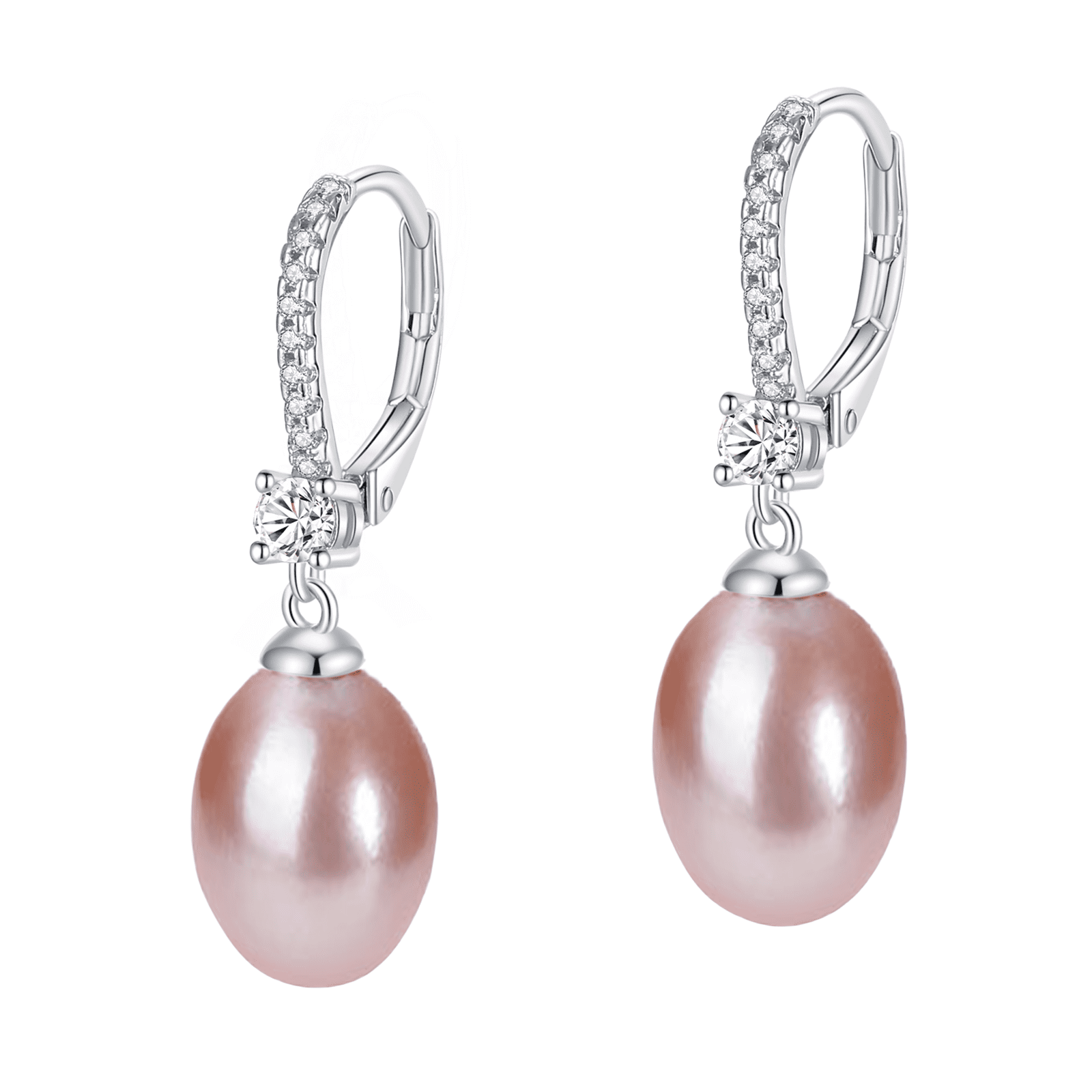 Yami 8-8.5mm Cultured Purple Pearl Earrings Stud 925 Sterling Silver Dangle Jewelry Gift for Women