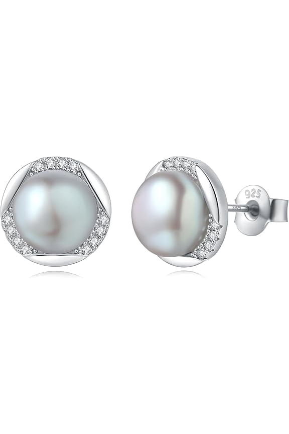 8-8.5mm Gray Pearl Stud Earrings Saltwater Cultured Pearls with S925 Sterling Silver Mother's Day Jewelry Gifts for Her