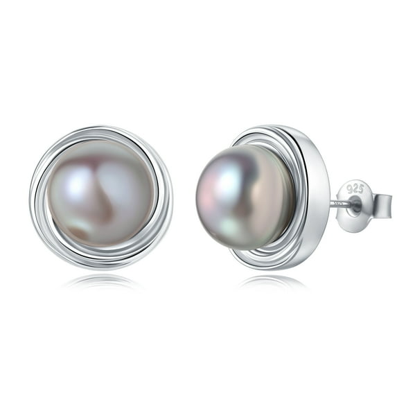 Yami 8-8.5mm Purple Pearl Stud Earrings Freshwater Cultured Pearls with S925 Sterling Silver Jewelry Gifts for Her